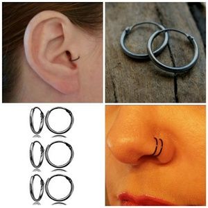 Black Plated Sterling Silver Small Endless 10mm
